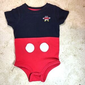 Mickey Mouse Cotton Bodysuit‎ Walt Disney World Faux Buttons Applique Tail 18M